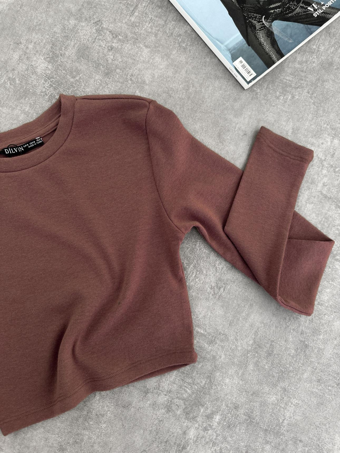 Uzun Kollu Basic Crop Top