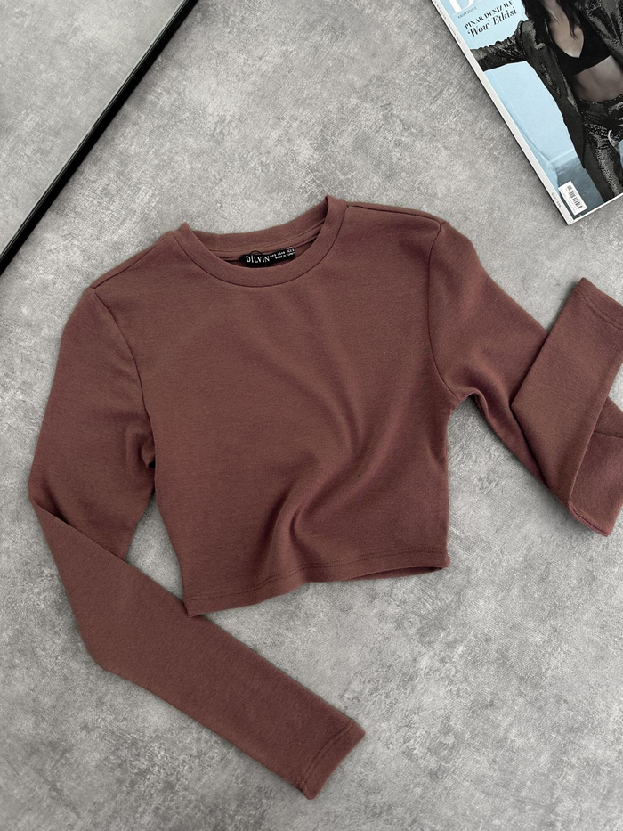 Uzun Kollu Basic Crop Top