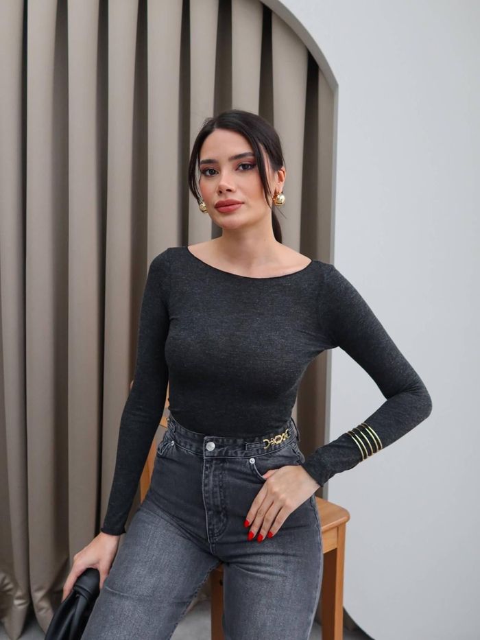 Uzun Kollu Yuvarlak Yaka Body