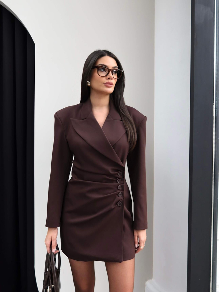 Vatkalı Pile Detay Ceket Elbise