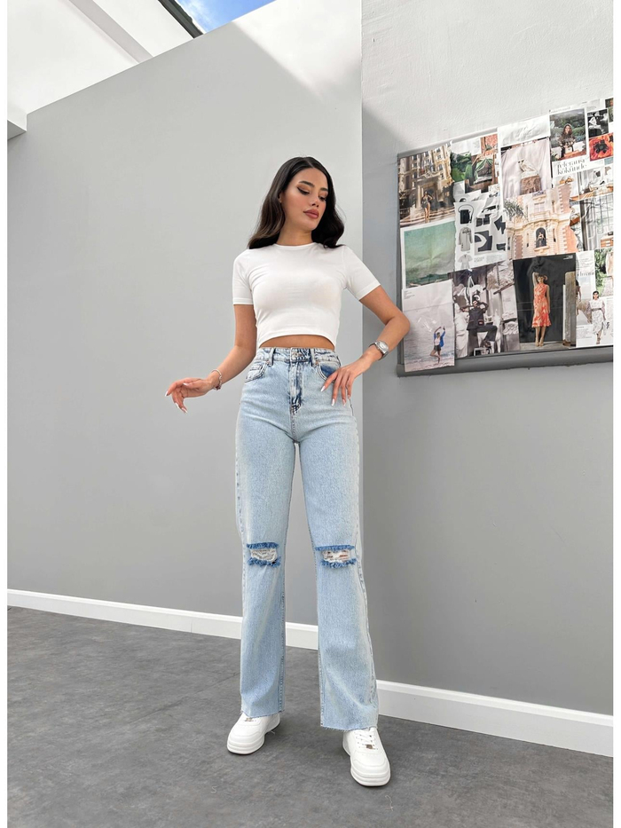 Wide-Leg Yırtık Detay Orj Jean