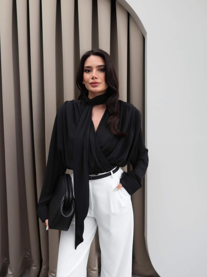 Yaka Fular Vatkalı Bluz