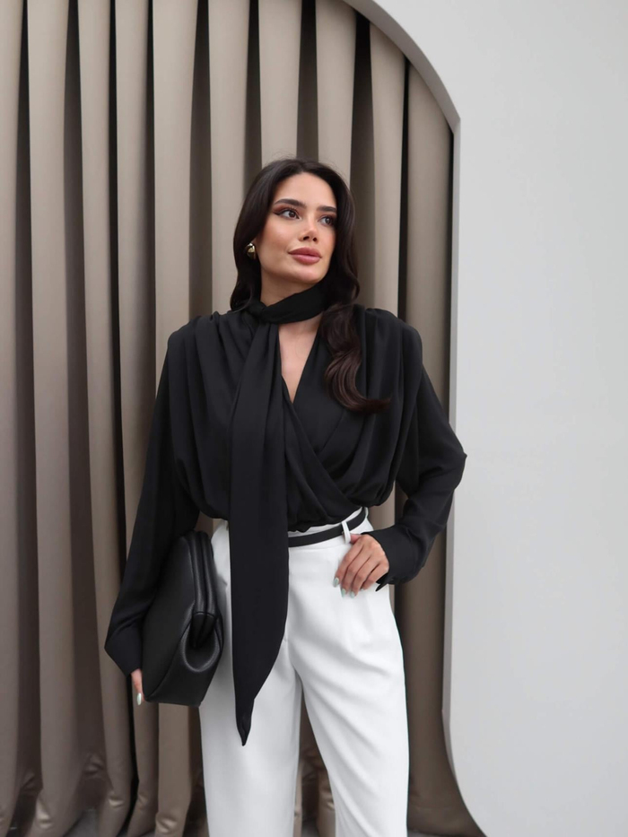 Yaka Fular Vatkalı Bluz