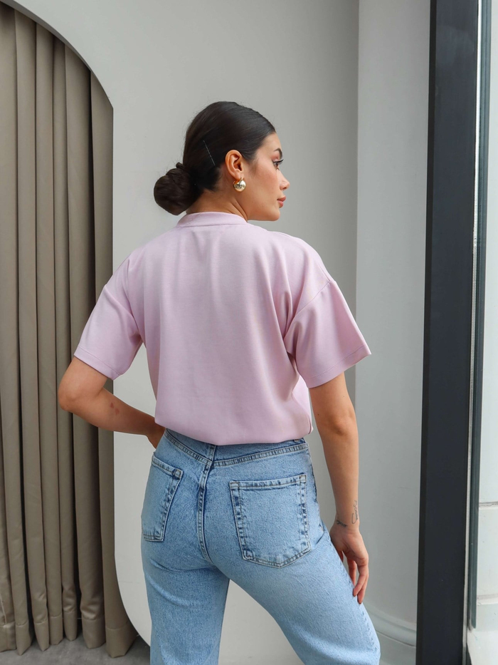 Yaka İnci Fularlı Modal Tshirt