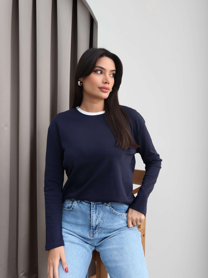 Yaka Şeritli Uzun Kol Body