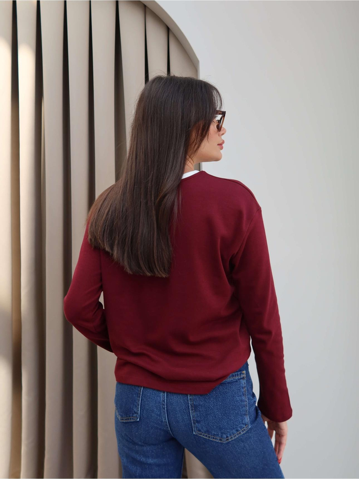Yaka Şeritli Uzun Kol Body