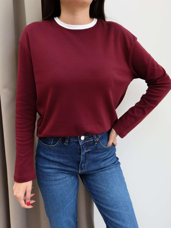 Yaka Şeritli Uzun Kol Body