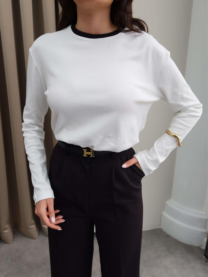 Yaka Şeritli Uzun Kol Body