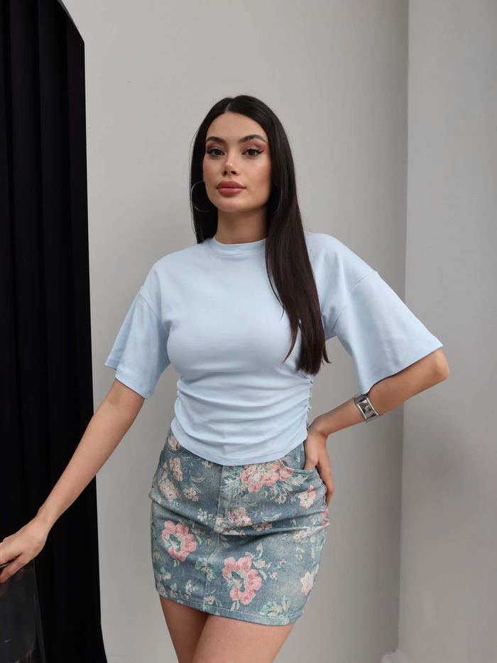 Yan Büzgülü Crop Tshirt