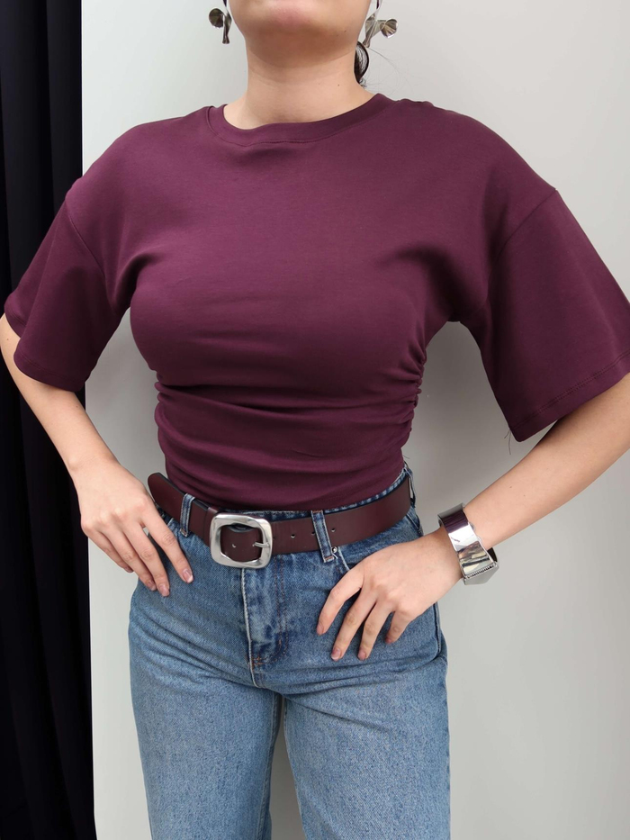 Yan Büzgülü Crop Tshirt