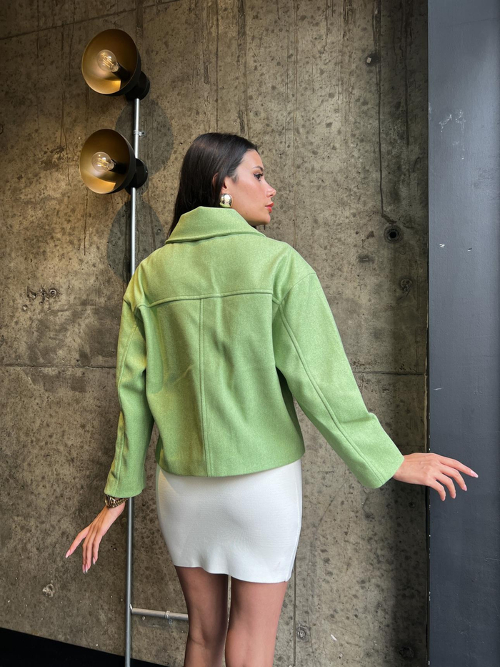 Yeşil Big Pocket Kaşe Ceket