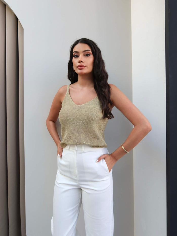 Yüksek Bel Düz Kesim Pantolon
