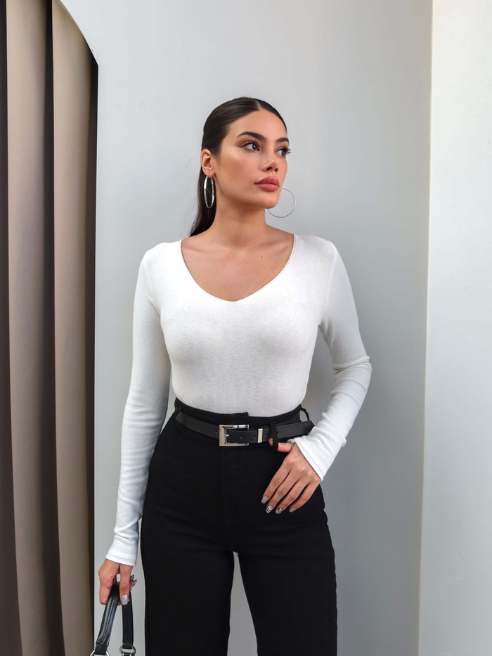 Yüksek Bel Kemerli Wide Leg Jean