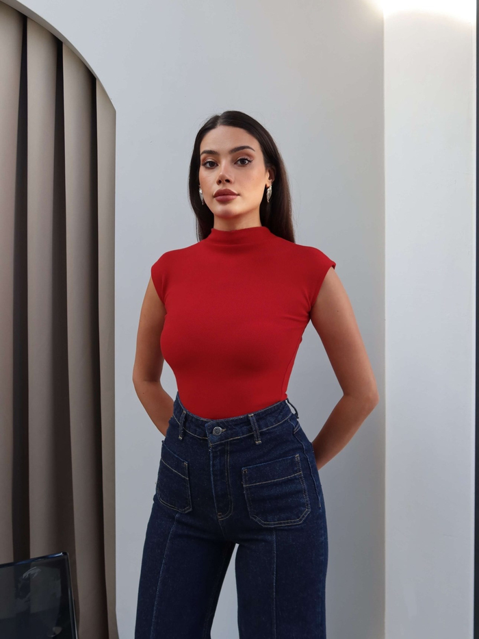 Yüksek Bel Ön Çima Dikişli Jean