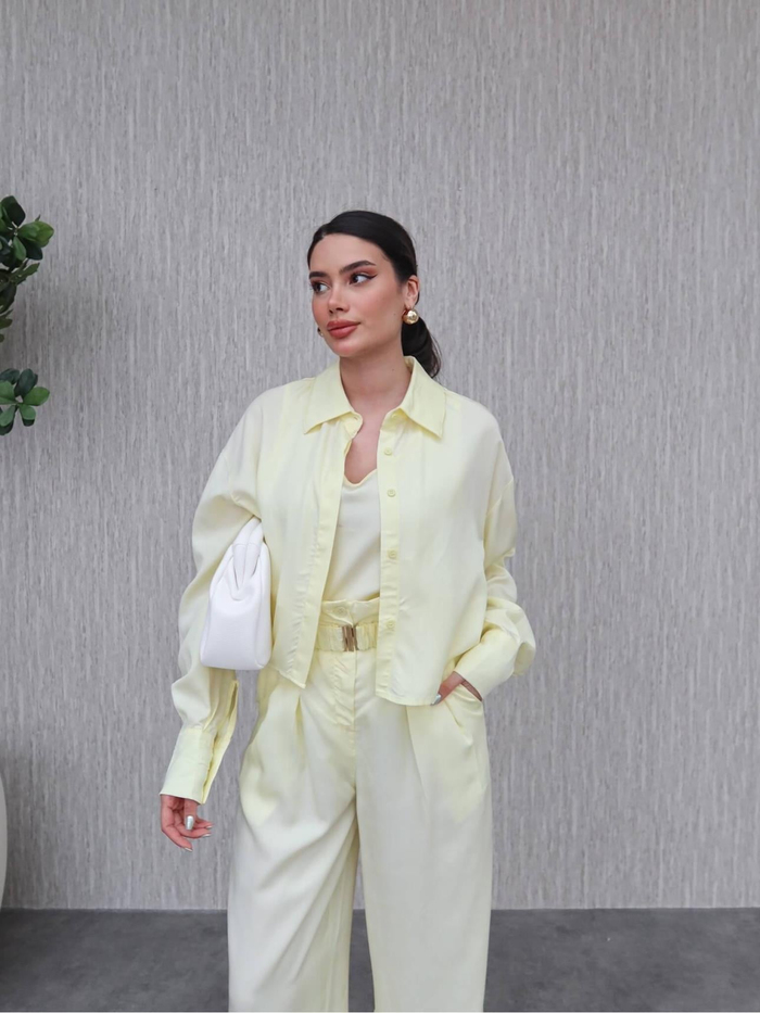 Yüksek Bel Pantolon Üçlü Takım