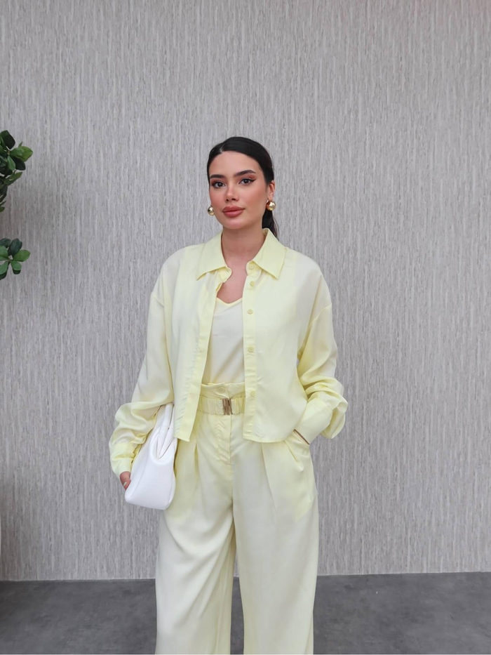 Yüksek Bel Pantolon Üçlü Takım