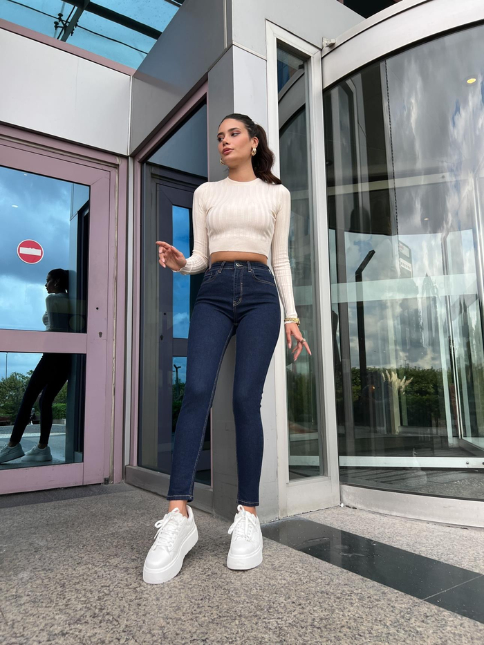 Yüksek Bel Skinny Elastan Jean