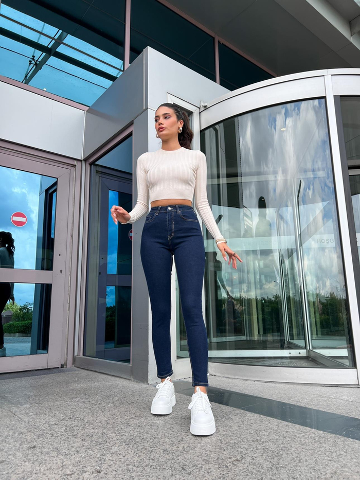 Yüksek Bel Skinny Elastan Jean