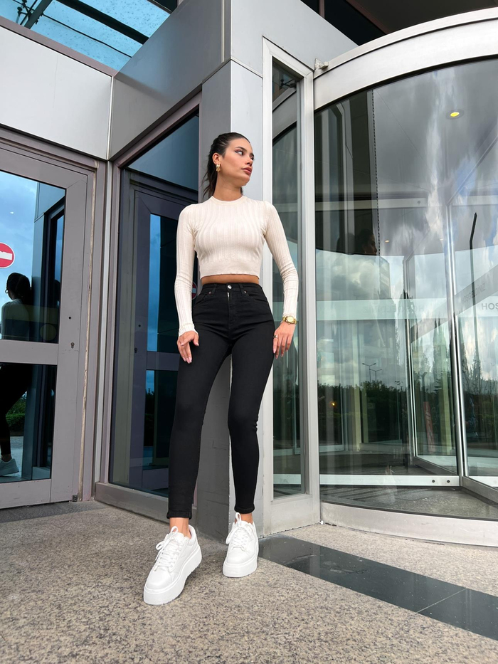 Yüksek Bel Skinny Elastan Jean