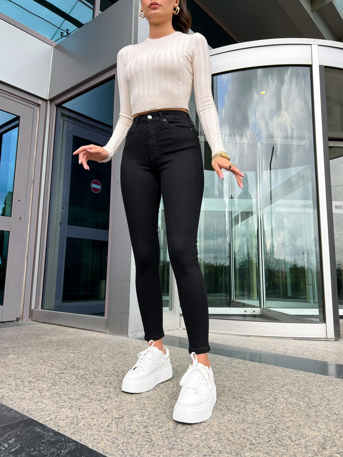 Yüksek Bel Skinny Elastan Jean