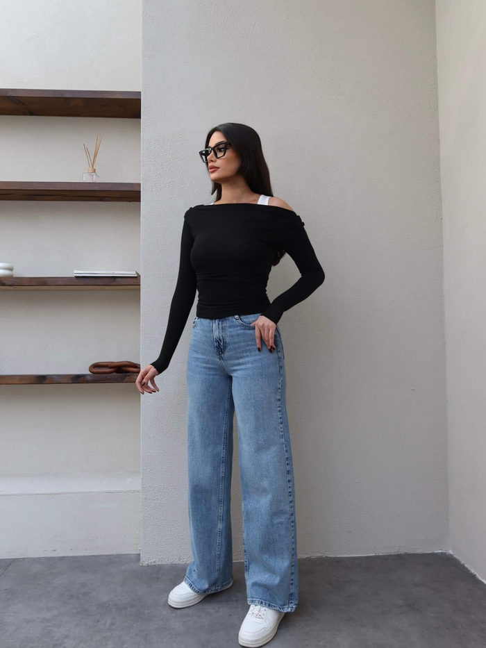 Yüksek Bel Wide Leg Jean
