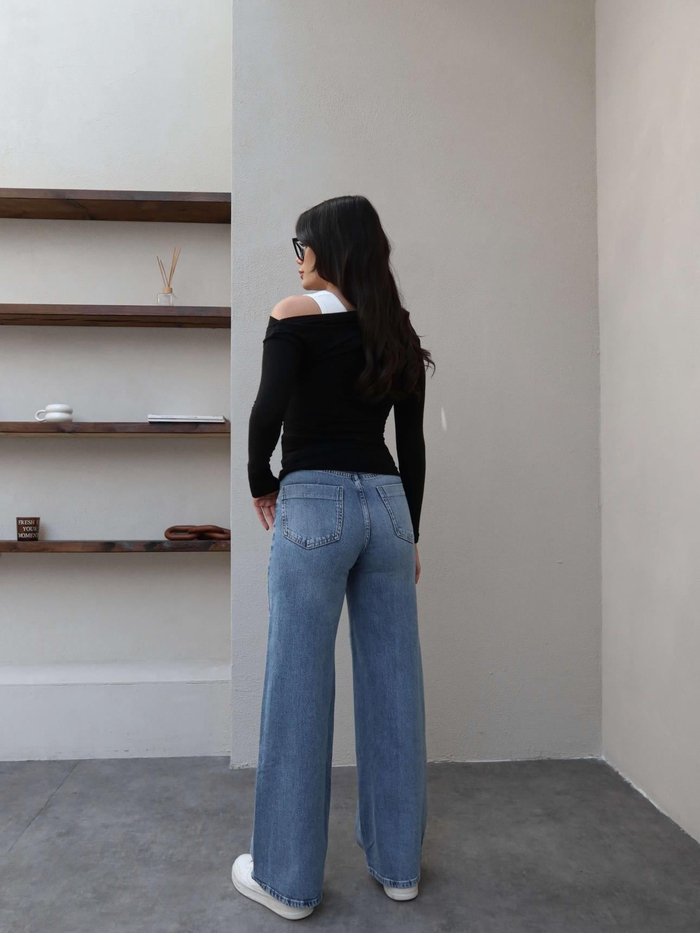 Yüksek Bel Wide Leg Jean
