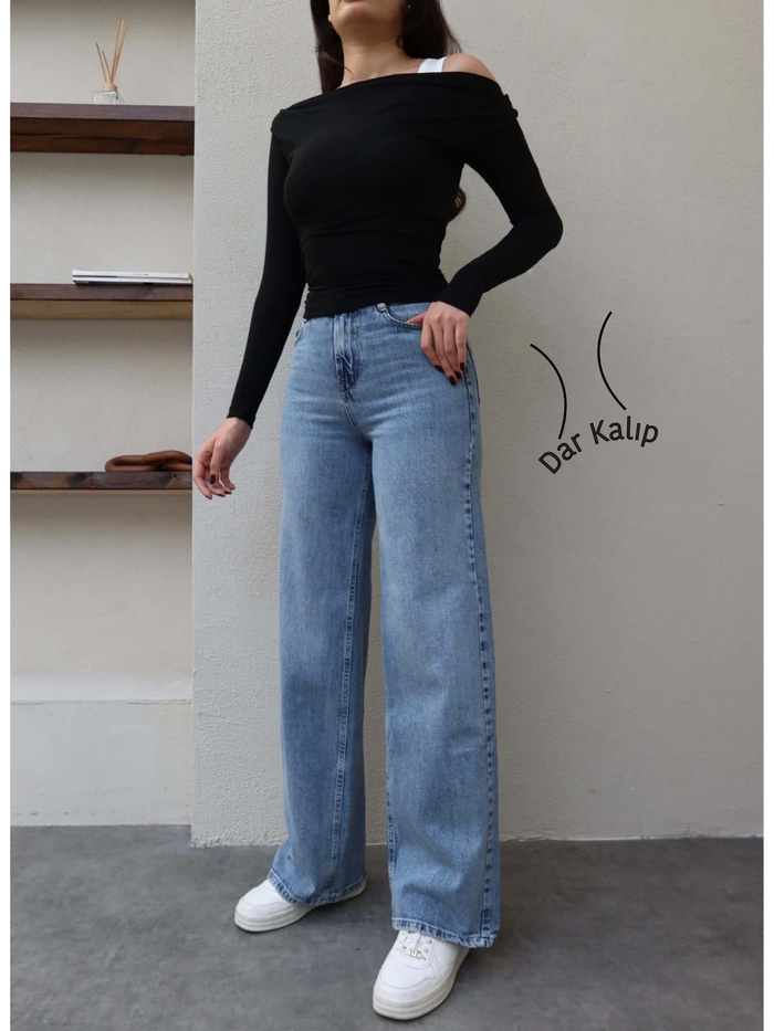 Yüksek Bel Wide Leg Jean