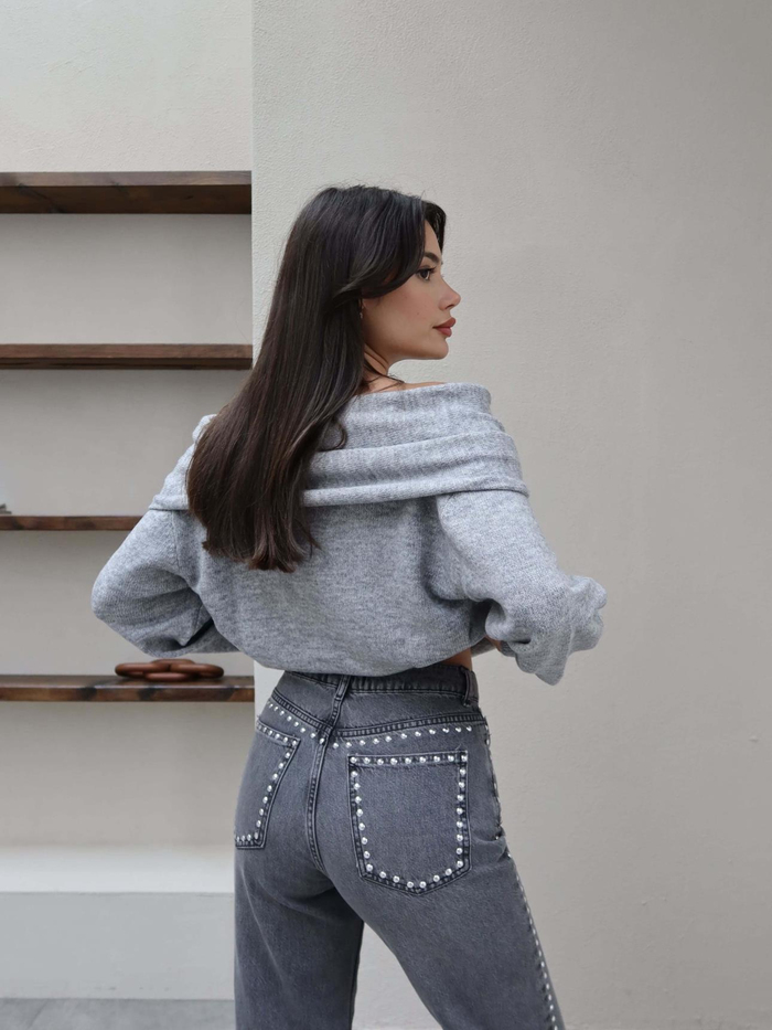 Zımba Detay Paça Kesik Jean