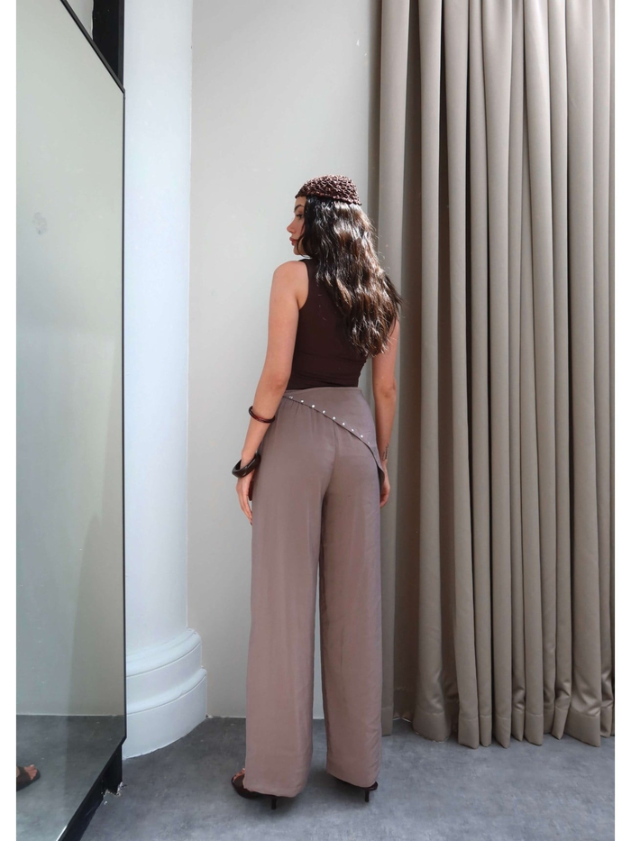 Zımba Fularlı Dökümlü Pantolon