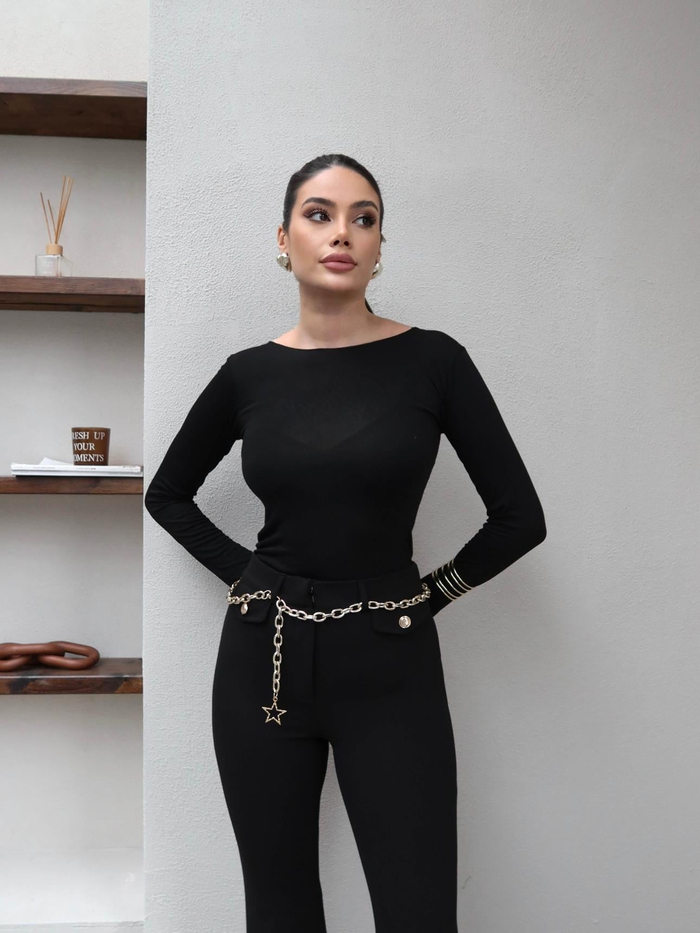 Zincir Kemerli İspanyol Paça Pantolon