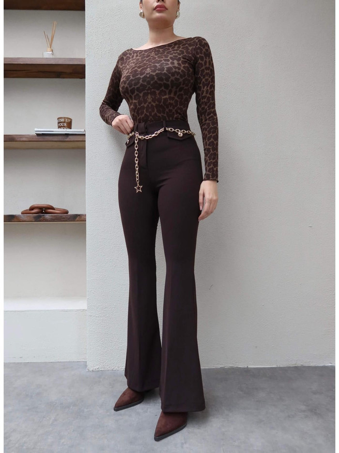 Zincir Kemerli İspanyol Paça Pantolon