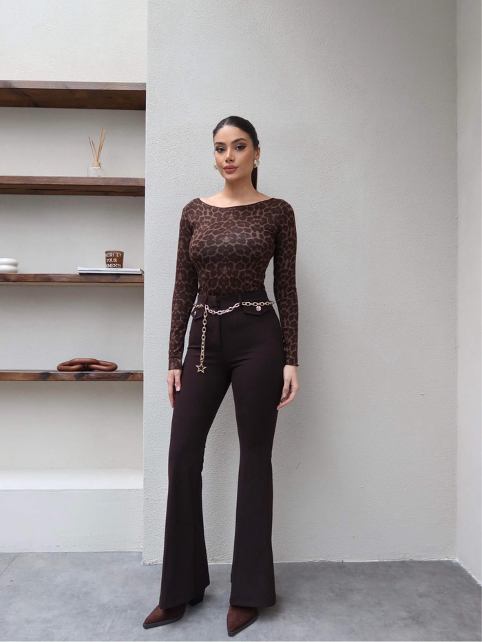 Zincir Kemerli İspanyol Paça Pantolon
