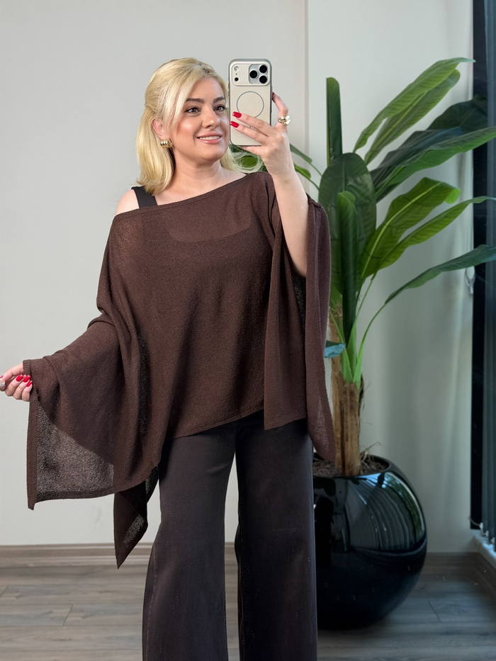 Kayık Yaka Panço KAHVE-23MeUST00176