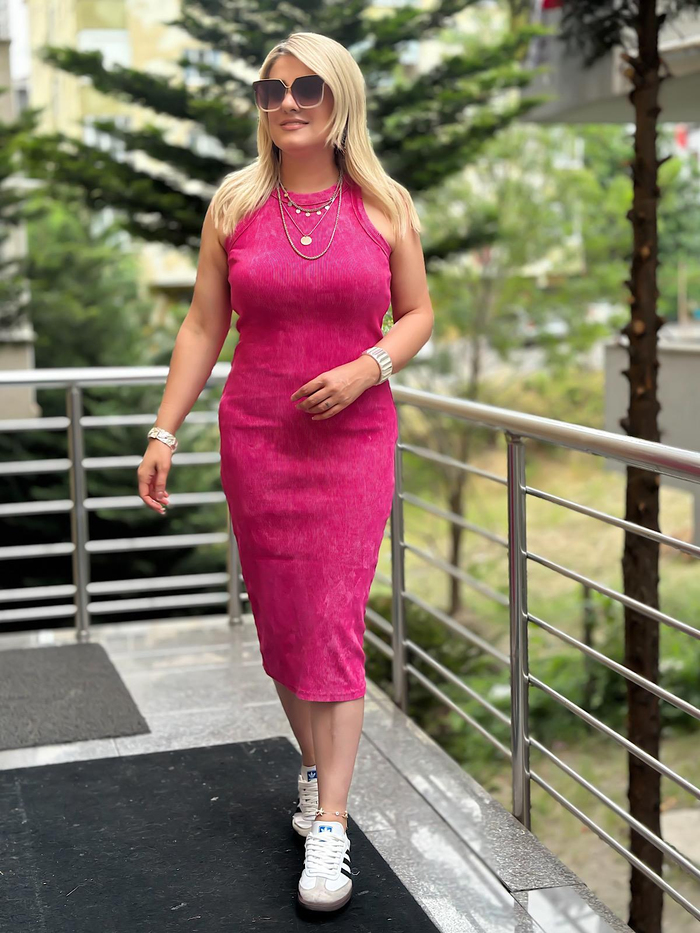 Yıkamalı Elbise FUŞYA-23YELB000104