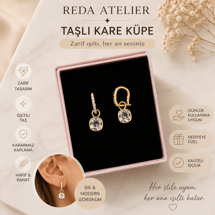 925 Ayar Gümüş Zirkon Kare Taşlı Yüzük