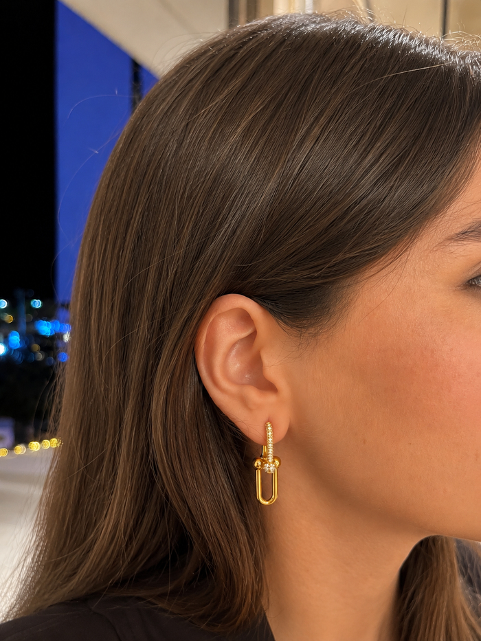 925 Ayar İthal Kalite Gümüş Küpe Gold Renk
