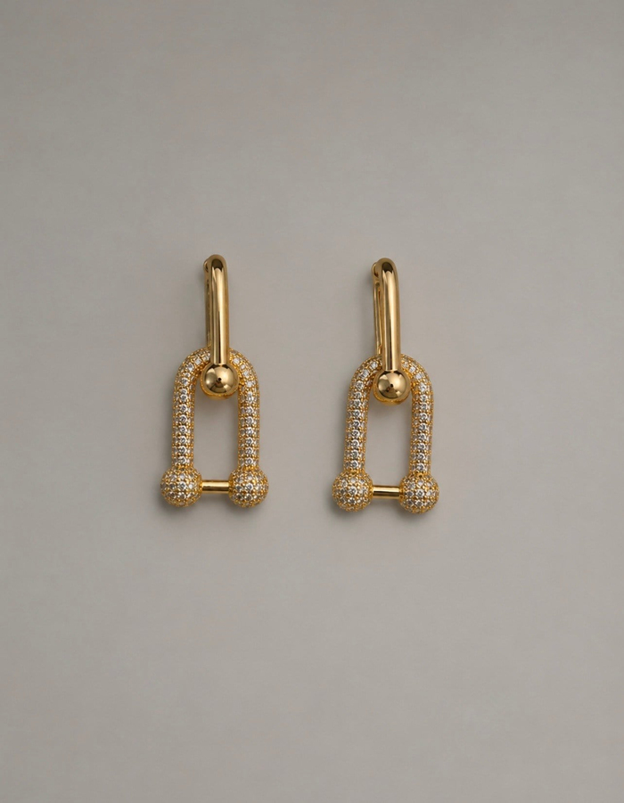 925 Ayar İthal Kalite Gümüş Küpe Gold Renk