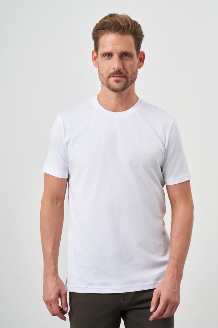Morven Erkek Beyaz Basic Bisiklet Yaka Dynamic Fit T-Shirt