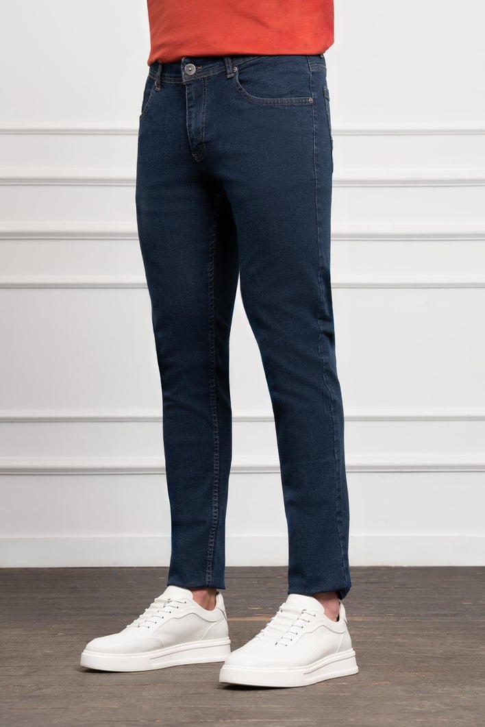 Morven Erkek Lacivert Jean Slim Fit Dar Kesim Pantolon