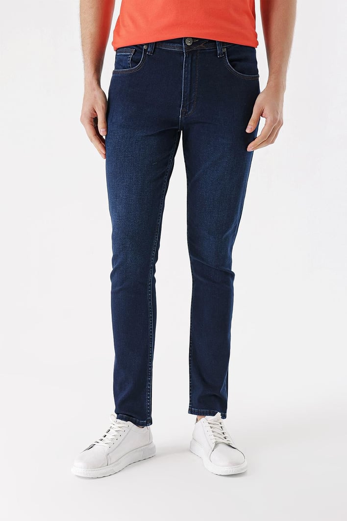 Morven Erkek Lacivert Lavezzi Deep Denim 5 Cep Slim Fit Pantolon