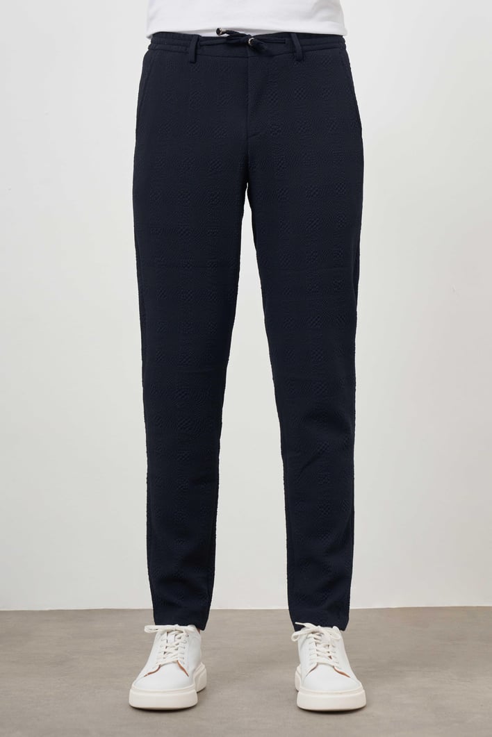 Morven Erkek Lacivert Poliviskon Trend İpli Jogger Slim Fit Spor Pantolon