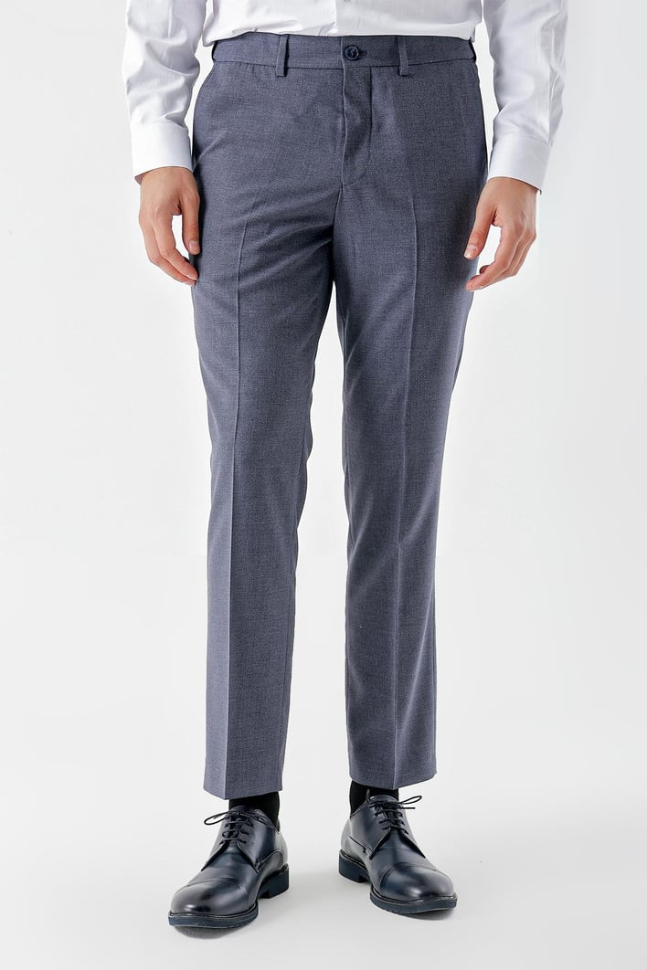 Morven Erkek Lacivert Poliviskon Trend Desenli Dynamic Fit Classic Pantolon