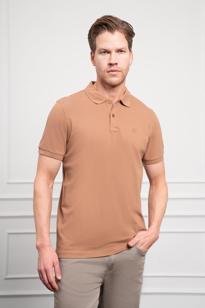 Morven Erkek Vizon Basic Polo Yaka Dynamic Fit T-Shirt