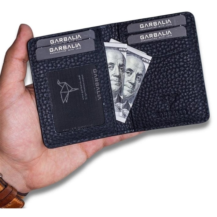 Garbalia Nahita Hakiki Deri Slim Kartlık Cüzdan - Siyah nehironline