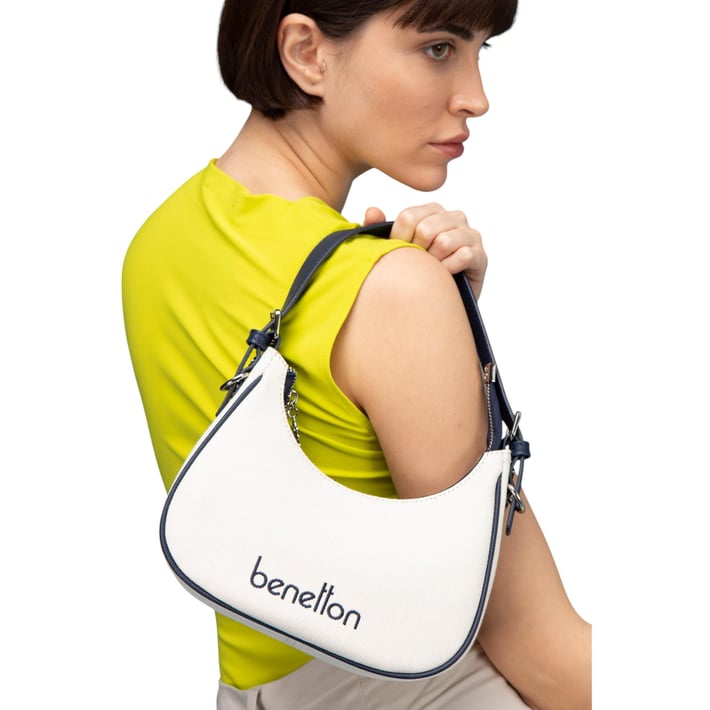 Benetton Bnt 1541 Kadın El Çantası Bej Lacivert nehironline