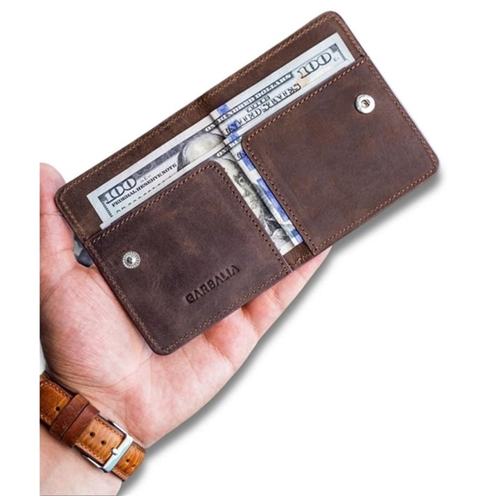 Garbalia Regina Vintage Deri Erkek Kartlık Cüzdan - Kahverengi nehironline