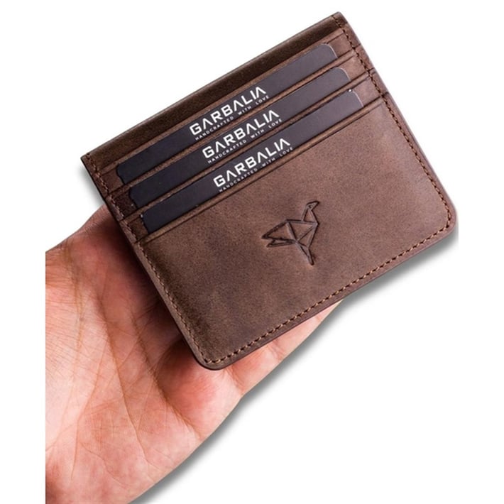 Garbalia Regina Vintage Deri Erkek Kartlık Cüzdan - Kahverengi nehironline