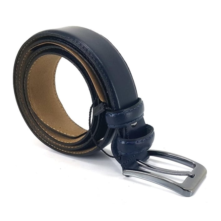 M501 Erkek Hakiki Deri Kemer 3,5 Cm - Lacivert nehironline