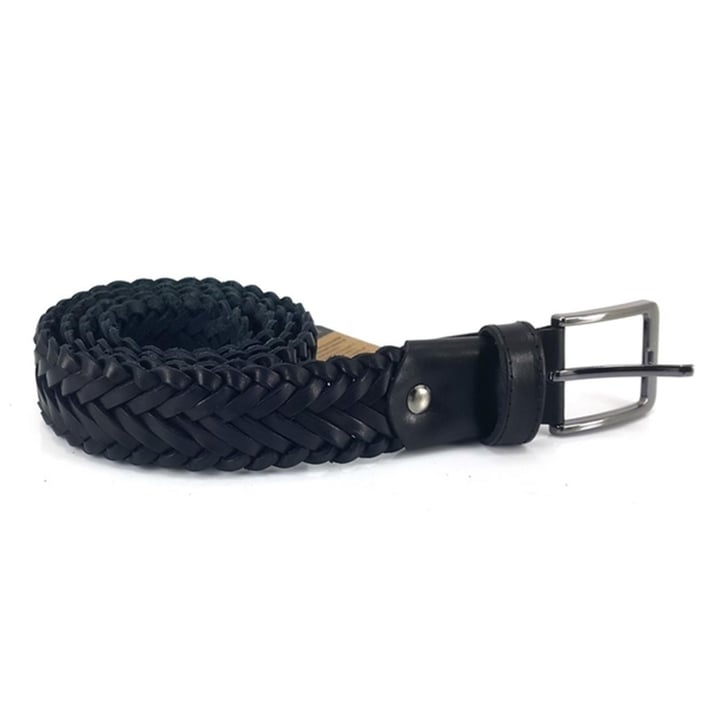 M601 Hakiki Deri Örgü Kemer 3,5 Cm - Siyah nehironline