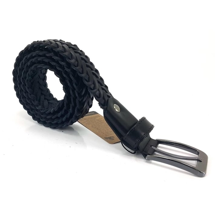 M601 Hakiki Deri Örgü Kemer 3,5 Cm - Siyah nehironline